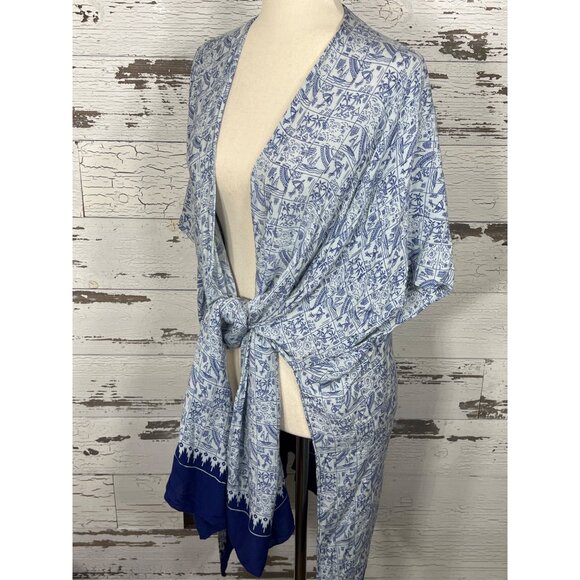 CABI Beach Club Swim Cover Up Kimono Blue OS #5988 - Picture 3 of 9